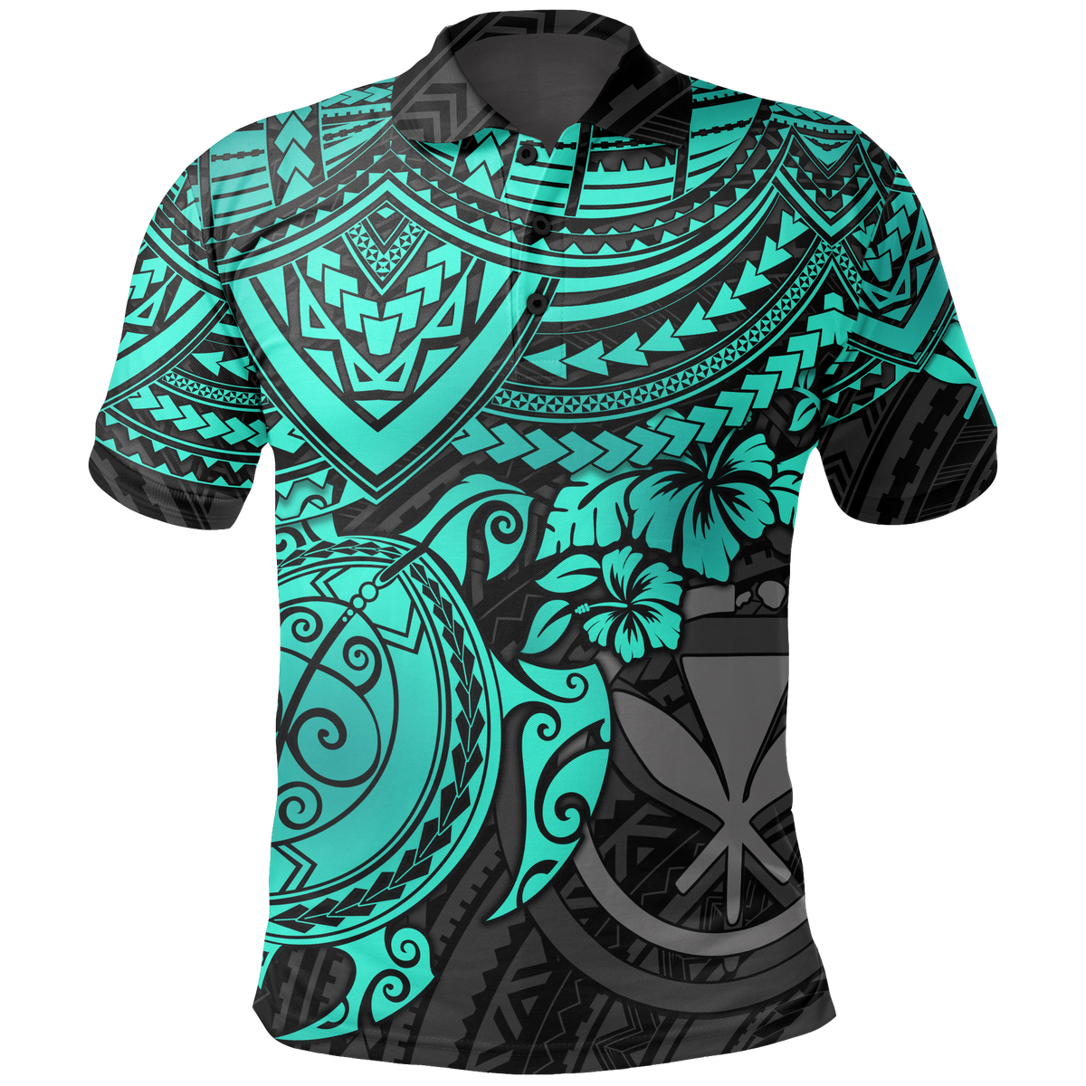 Hawaii Polynesian Polo Shirt, Turtle Hibiscus Golf Shirt - Wonder Print Shop