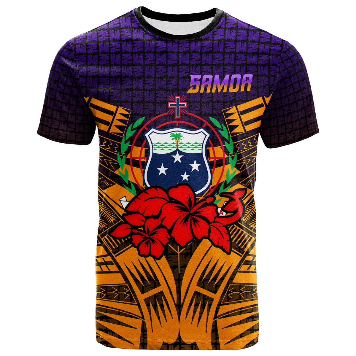 Samoa T Shirt Hibiscus With Tribal LT12 - Wonder Print Shop