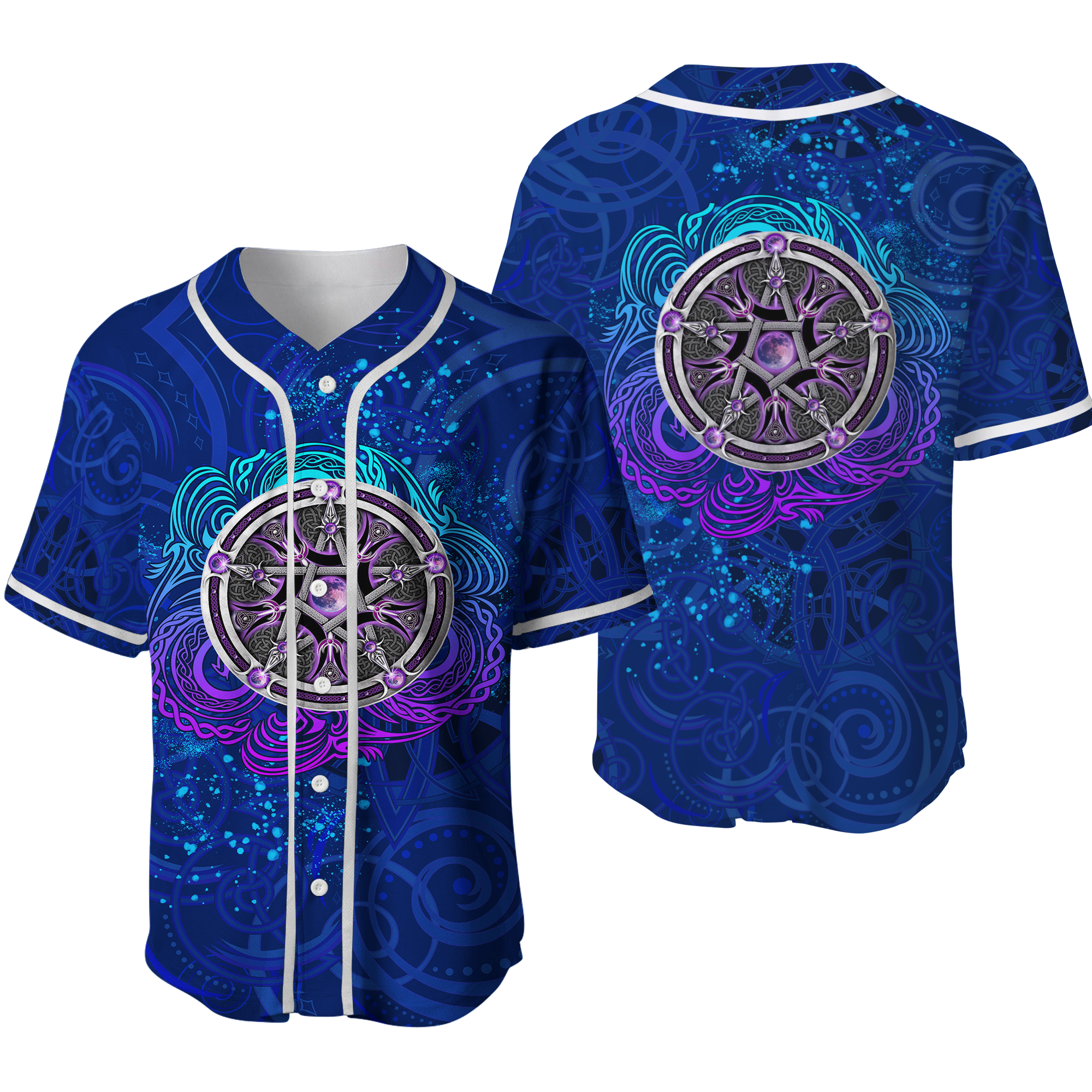 Celtic Pentagram With Triskele Baseball Jersey LT12 - Wonder Print Shop
