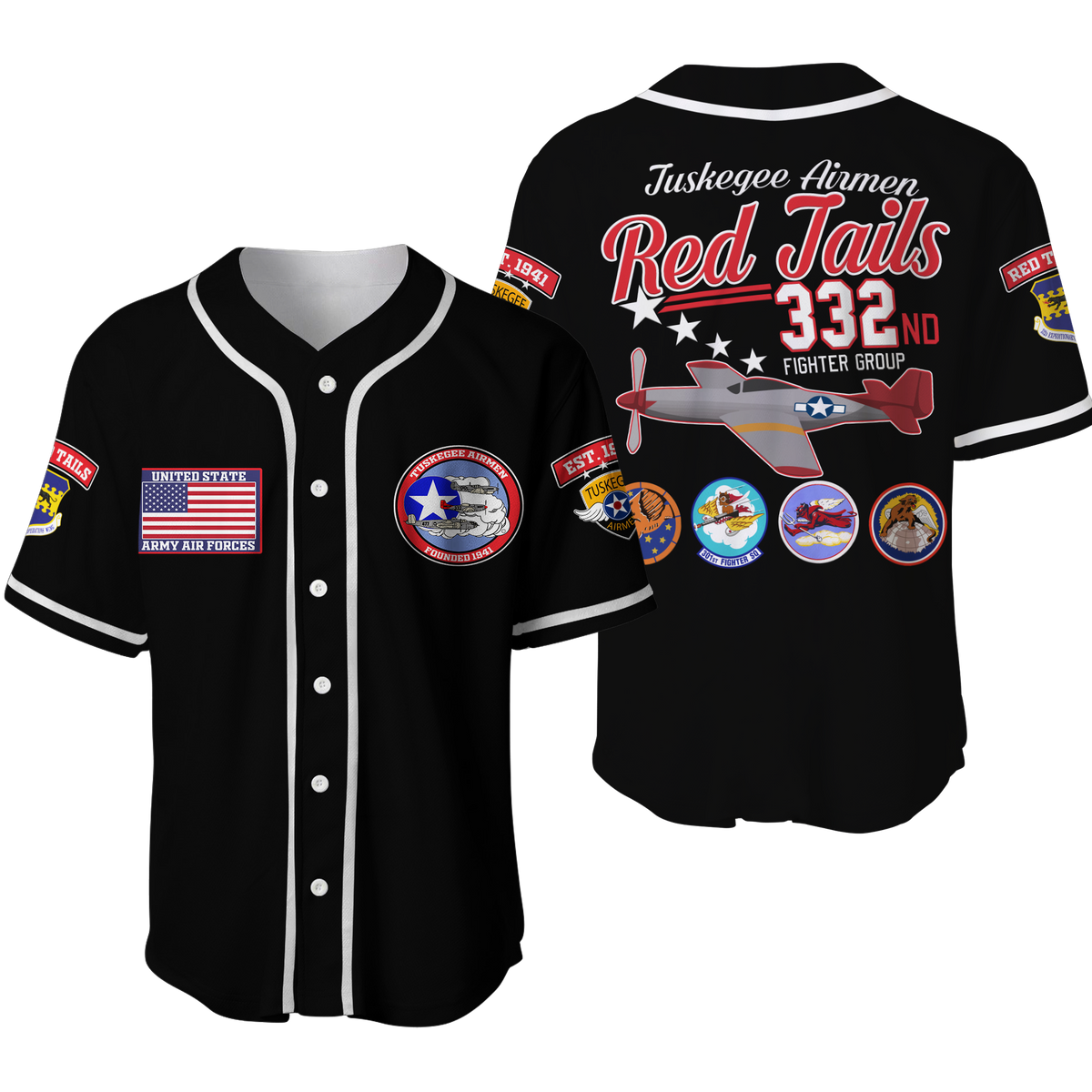 Tuskegee Airmen The Red Tails Pride Baseball Jersey LT12 - Wonder Print Shop