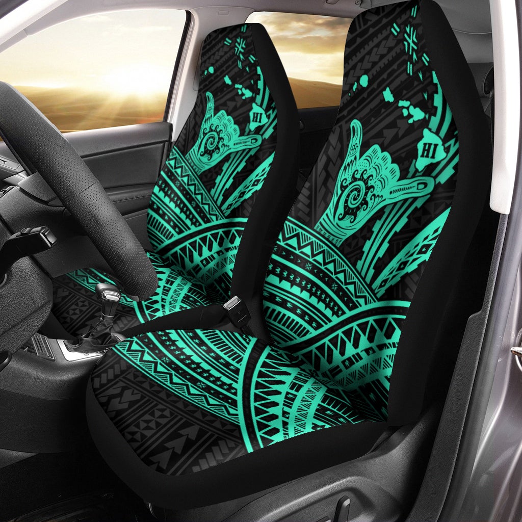 Hawaii Shaka Polynesian Tribal Turquoise Car Seat Covers LT12 - Wonder Print Shop