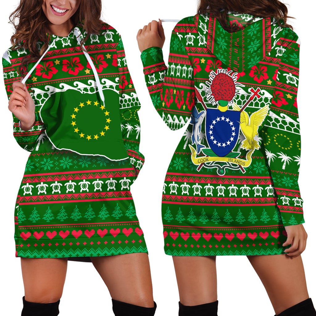 Cook Islands Christmas Hoodie Dress - Ugly Christmas LT12 - Wonder Print Shop