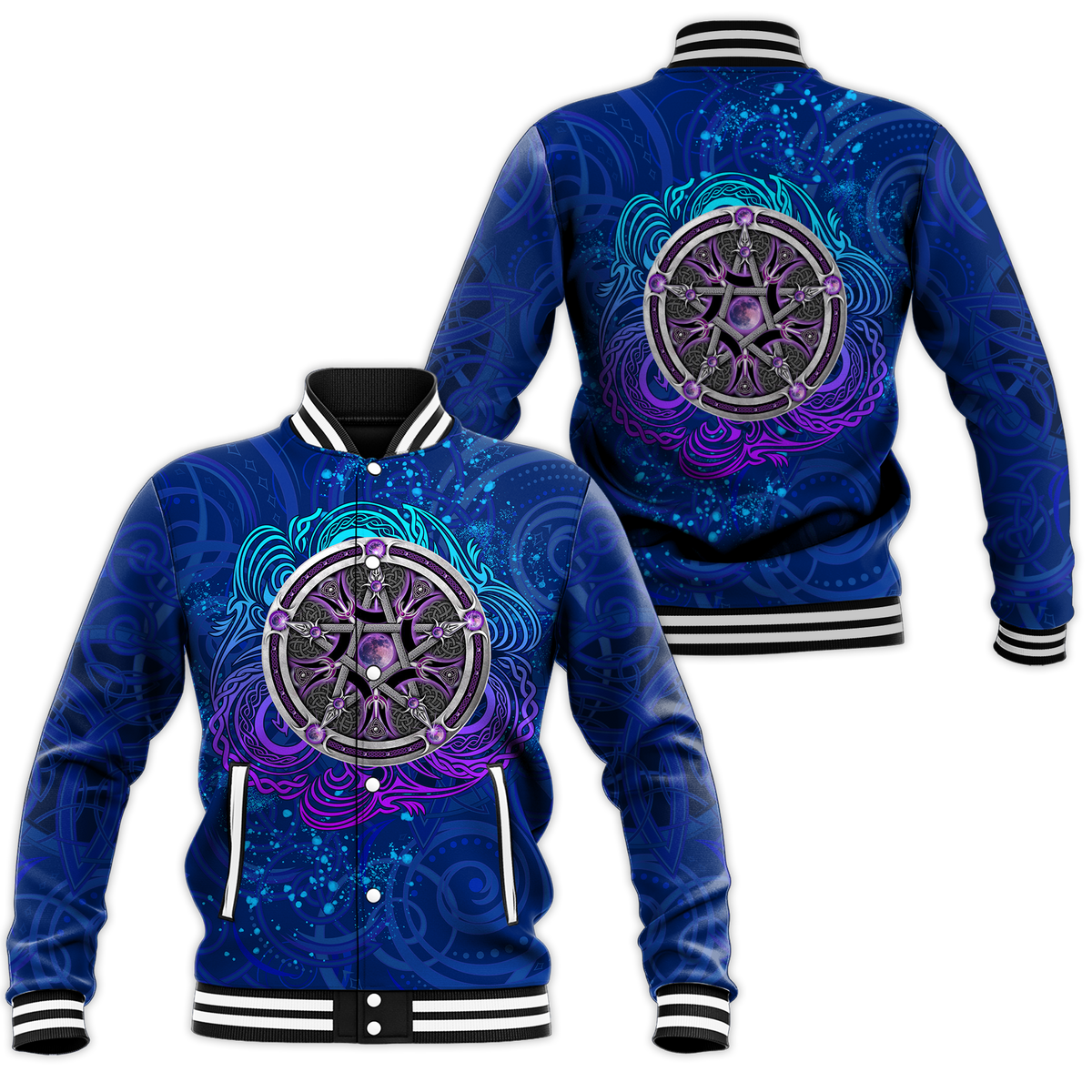 Celtic Pentagram With Triskele Baseball Jacket LT12 - Wonder Print Shop