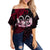Marquesan Butterfly Polynesian Black Version Off Shoulder Waist Wrap Top - LT12