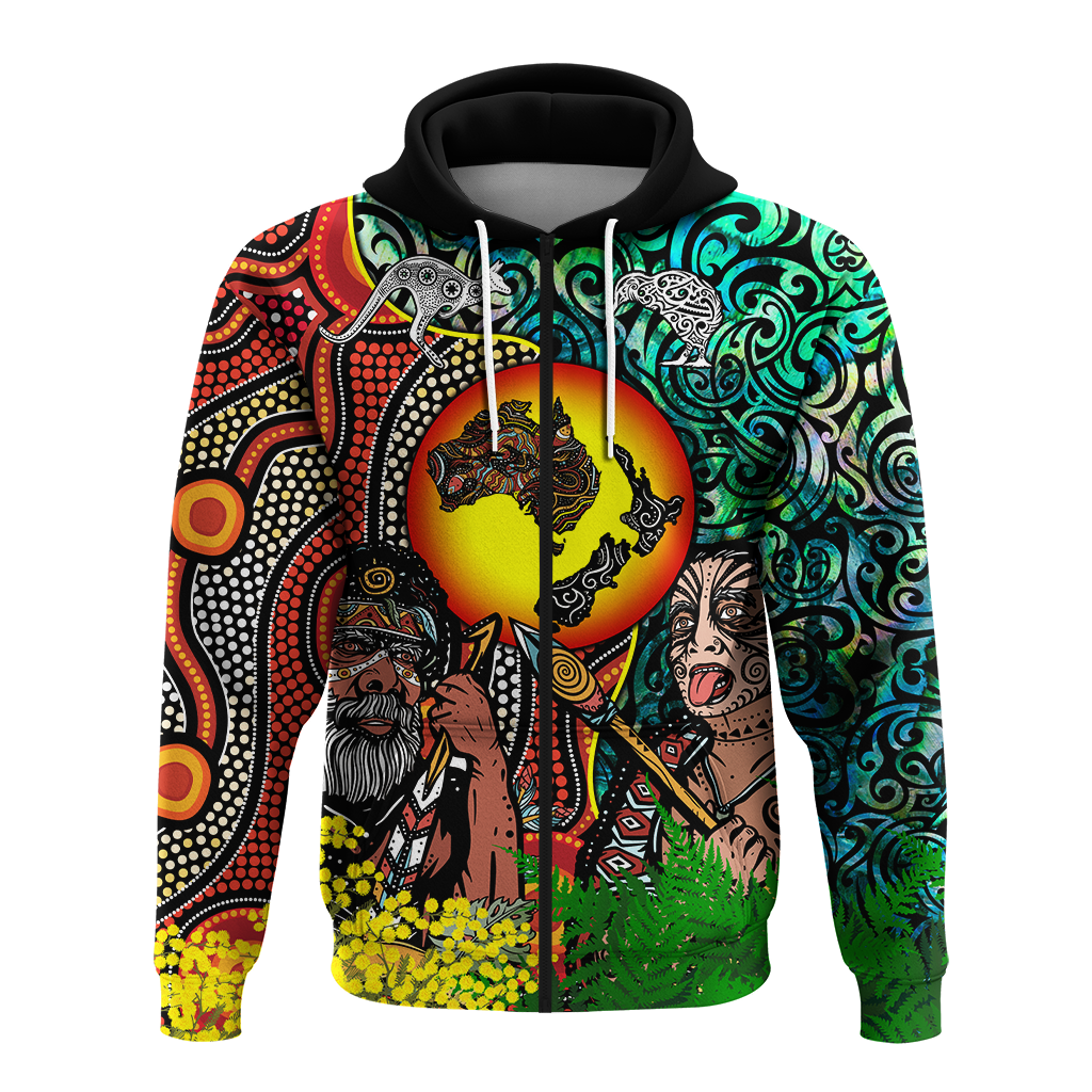 Australia Aboriginal Kangaroo Combine New Zealand Maori Kiwi Bird Hoodie LT2 - Wonder Print Shop