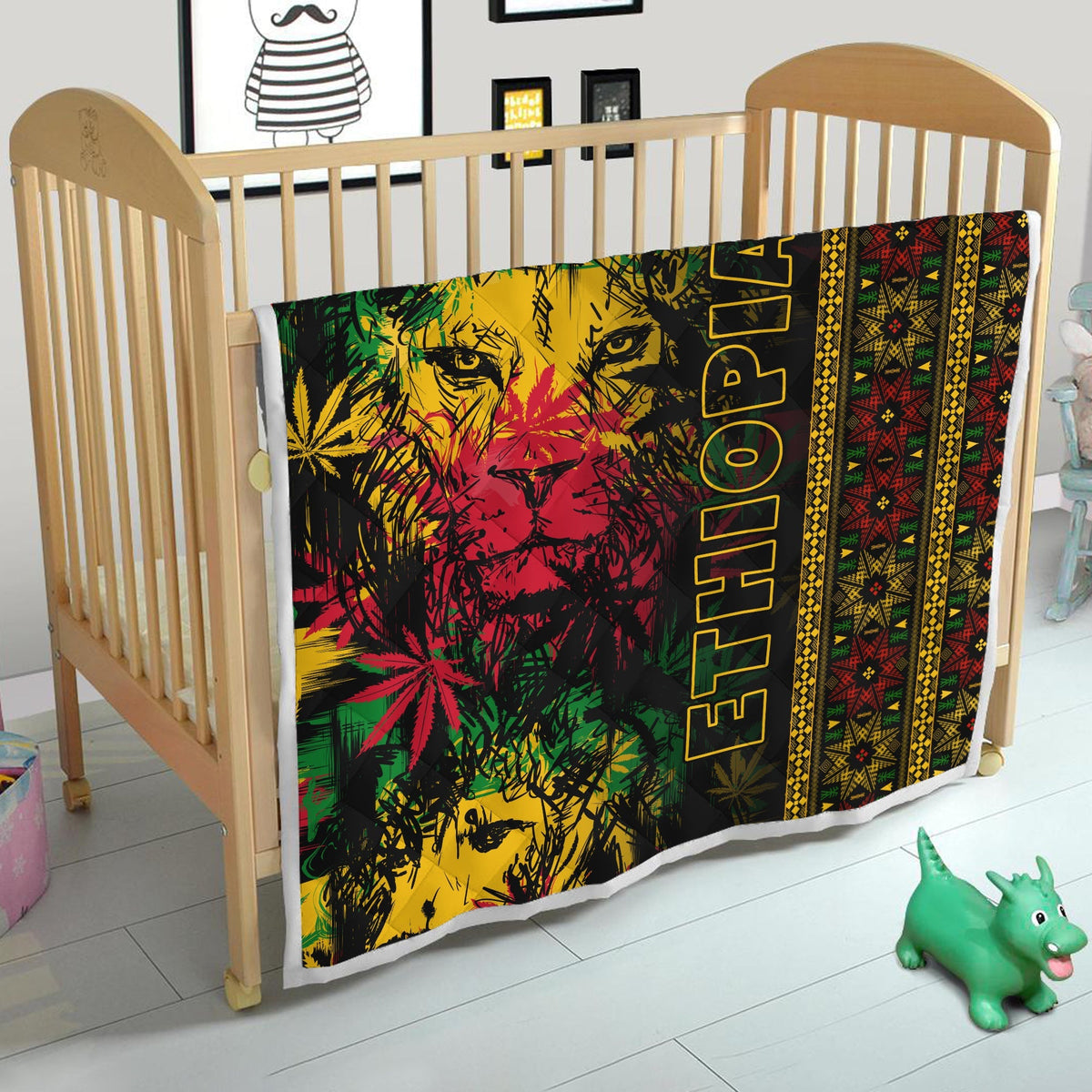 Ethiopia Lion Reggae Premium Quilt Ethiopian Cross LT13 - Wonder Print Shop