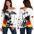 (Custom Personalised) Germany Off Shoulder Sweater Grunge Deutschland Flag and Eagle LT13 - Wonder Print Shop