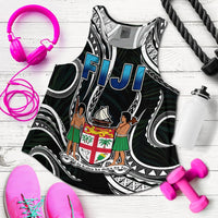 Fiji Coat of Arms Women Racerback Tank Polynesian mix Coconut Pattern LT13 - Wonder Print Shop