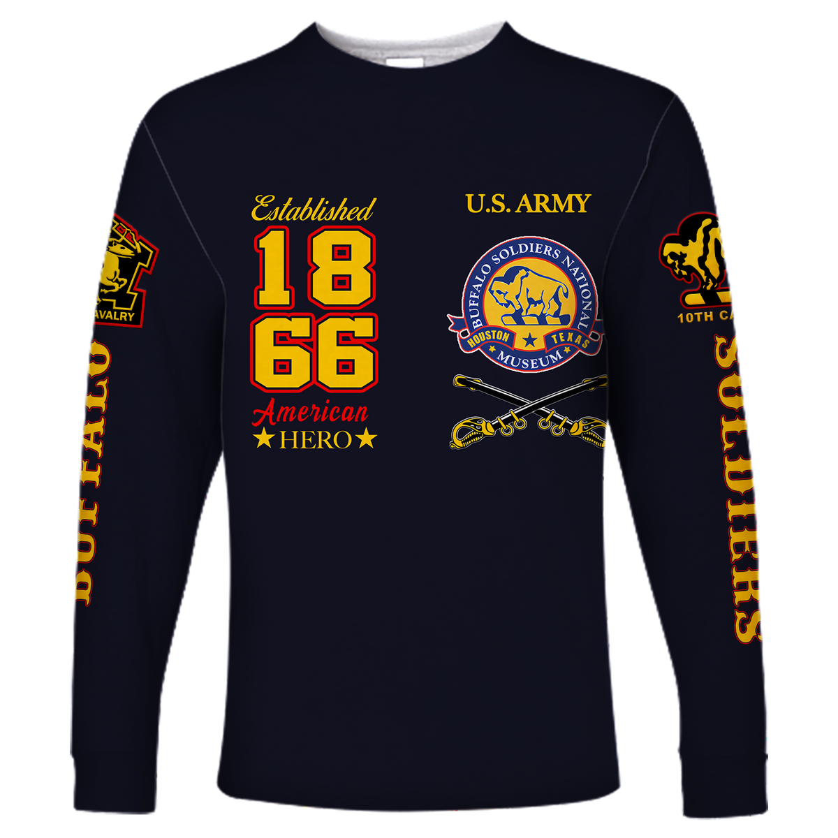 Big Boy Buffalo Soldiers Long Sleeve Shirt Blue LT12 - Wonder Print Shop