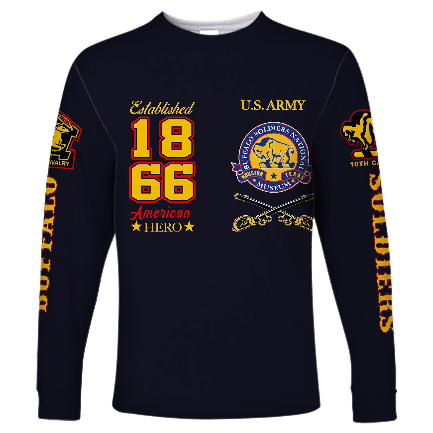 Big Boy Buffalo Soldiers Long Sleeve Shirt Blue LT12 - Wonder Print Shop