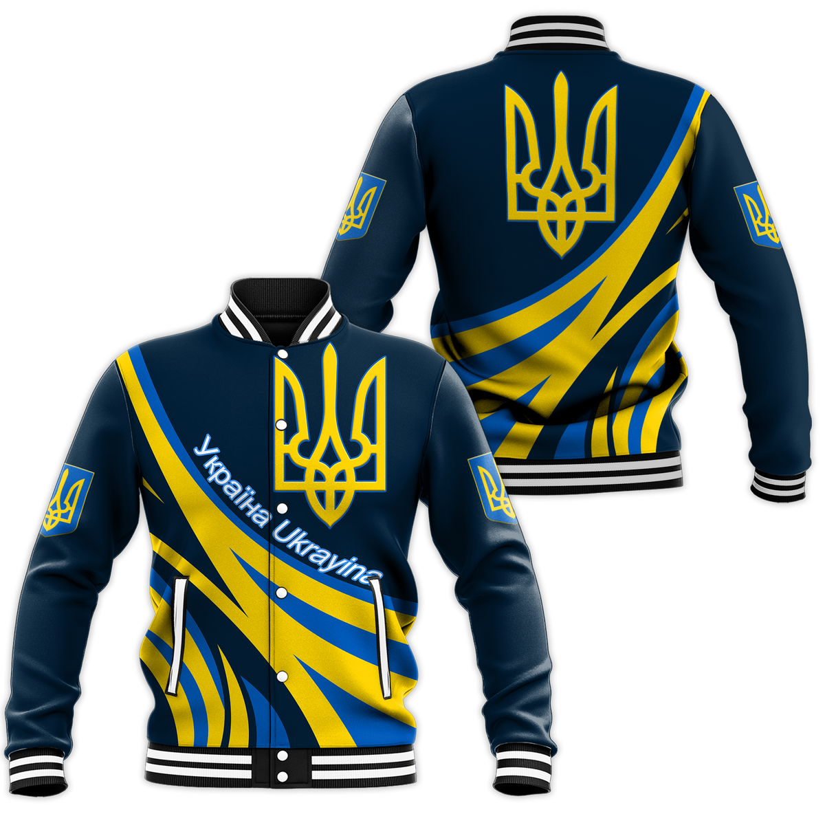 Ukraine Gold Trident Baseball Jacket LT12 - Wonder Print Shop
