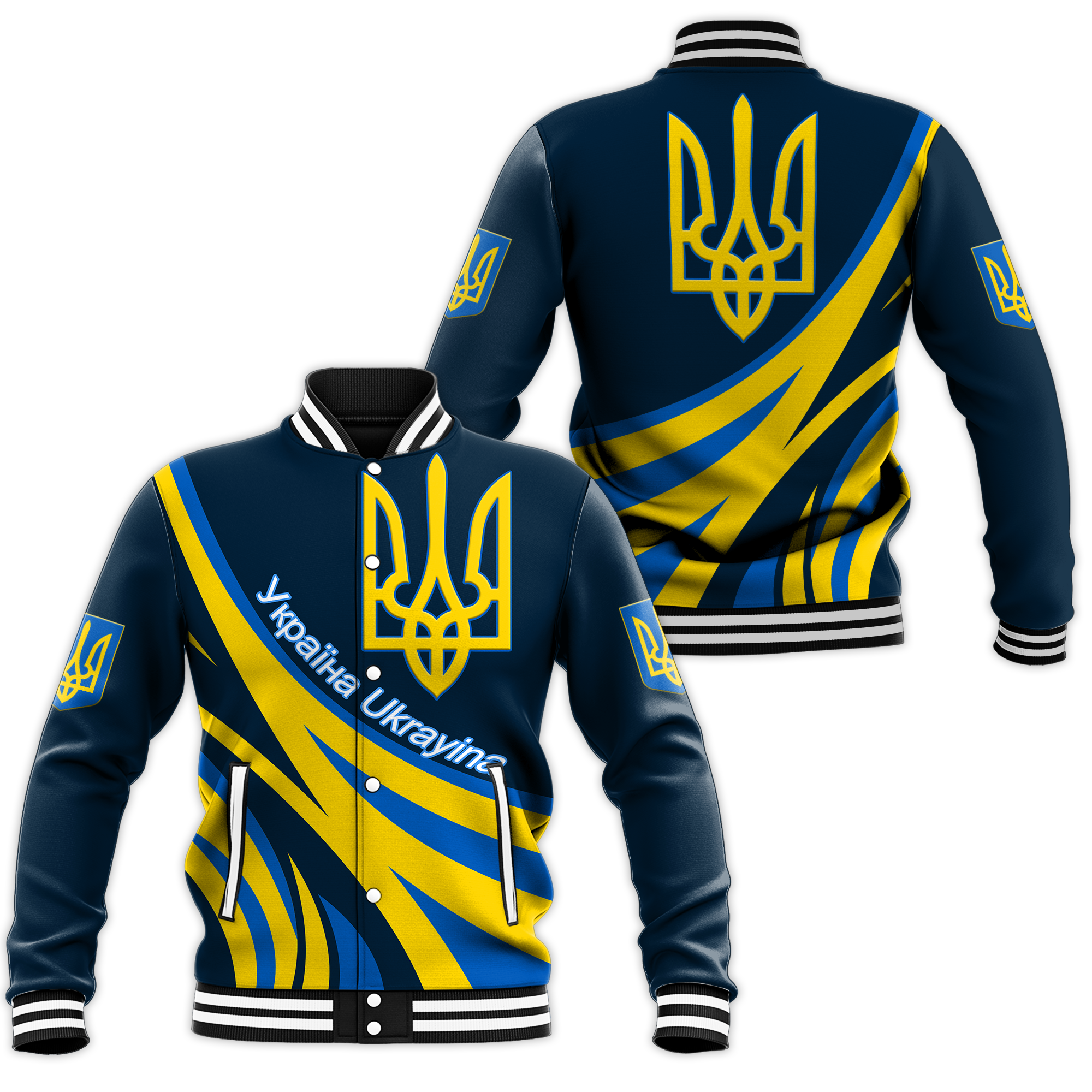 Ukraine Gold Trident Baseball Jacket LT12 - Wonder Print Shop