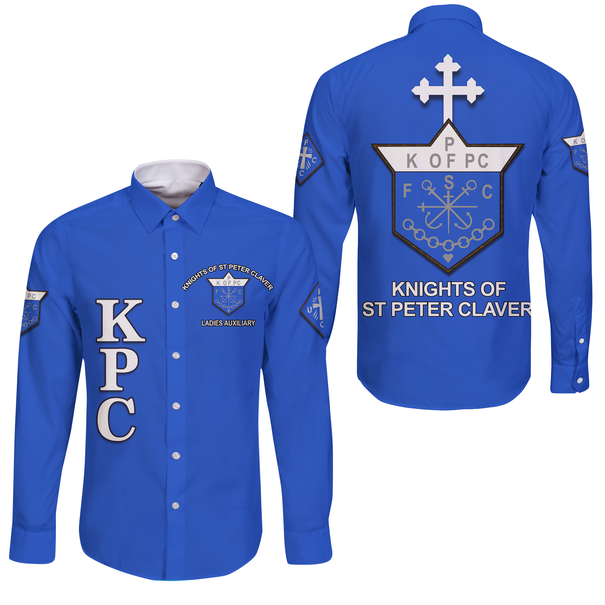 Knights of Peter Claver and Ladies Auxiliary Long Sleeve Button Shirt LT12 - Wonder Print Shop