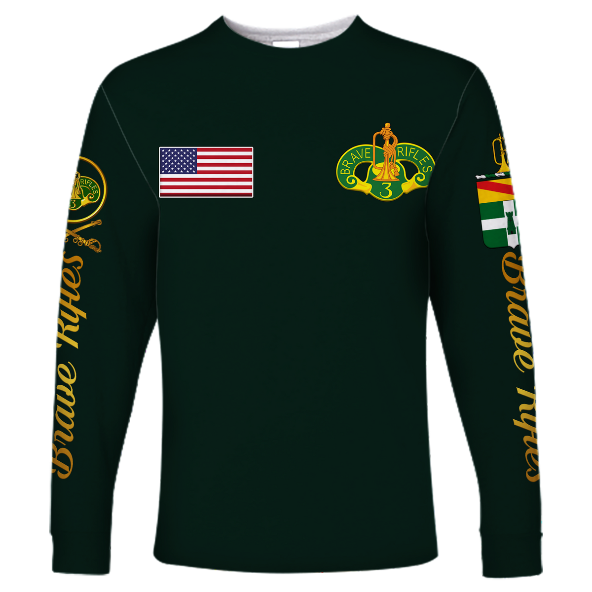3rd Cavalry Regiment (United States) Brave Rifles Long Sleeve Shirt LT12 - Wonder Print Shop