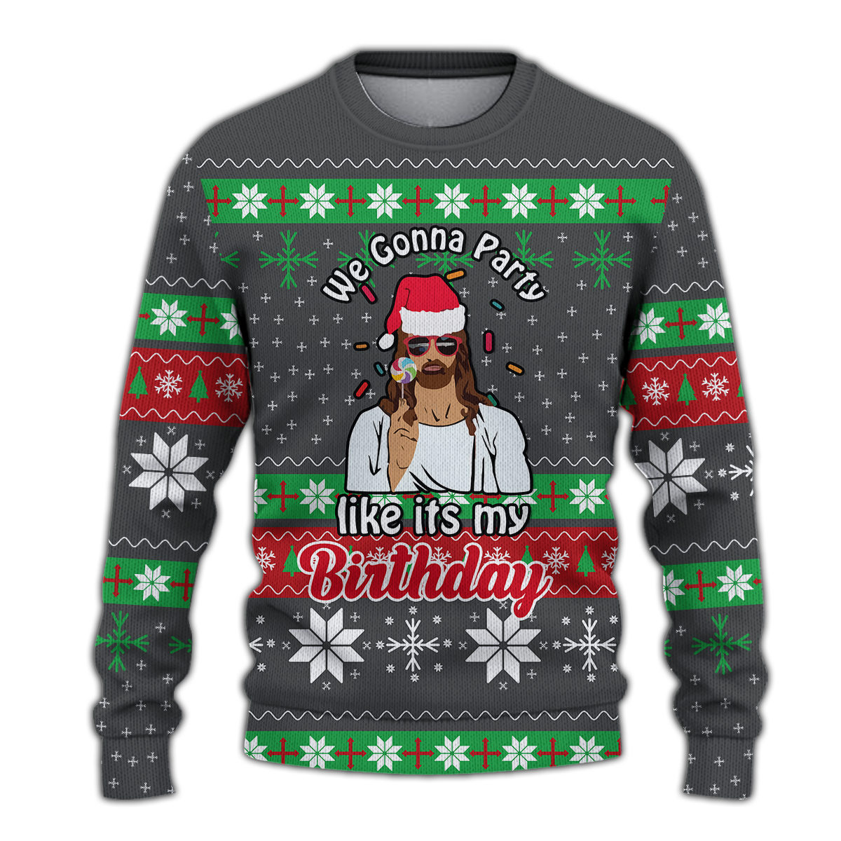 Christmas Jesus Birthday Party Ugly Pattern Sweatshirt - LT12 - Wonder Print Shop