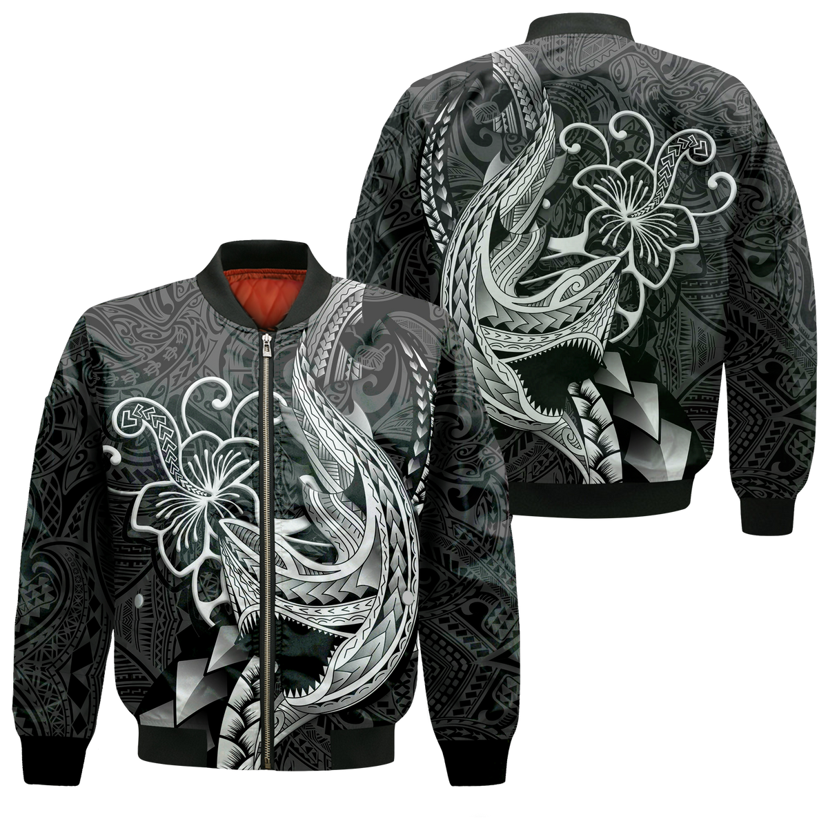 Polynesian Shark Tattoo Hawaii Tribal Bomber Jacket - LT12 - Wonder Print Shop