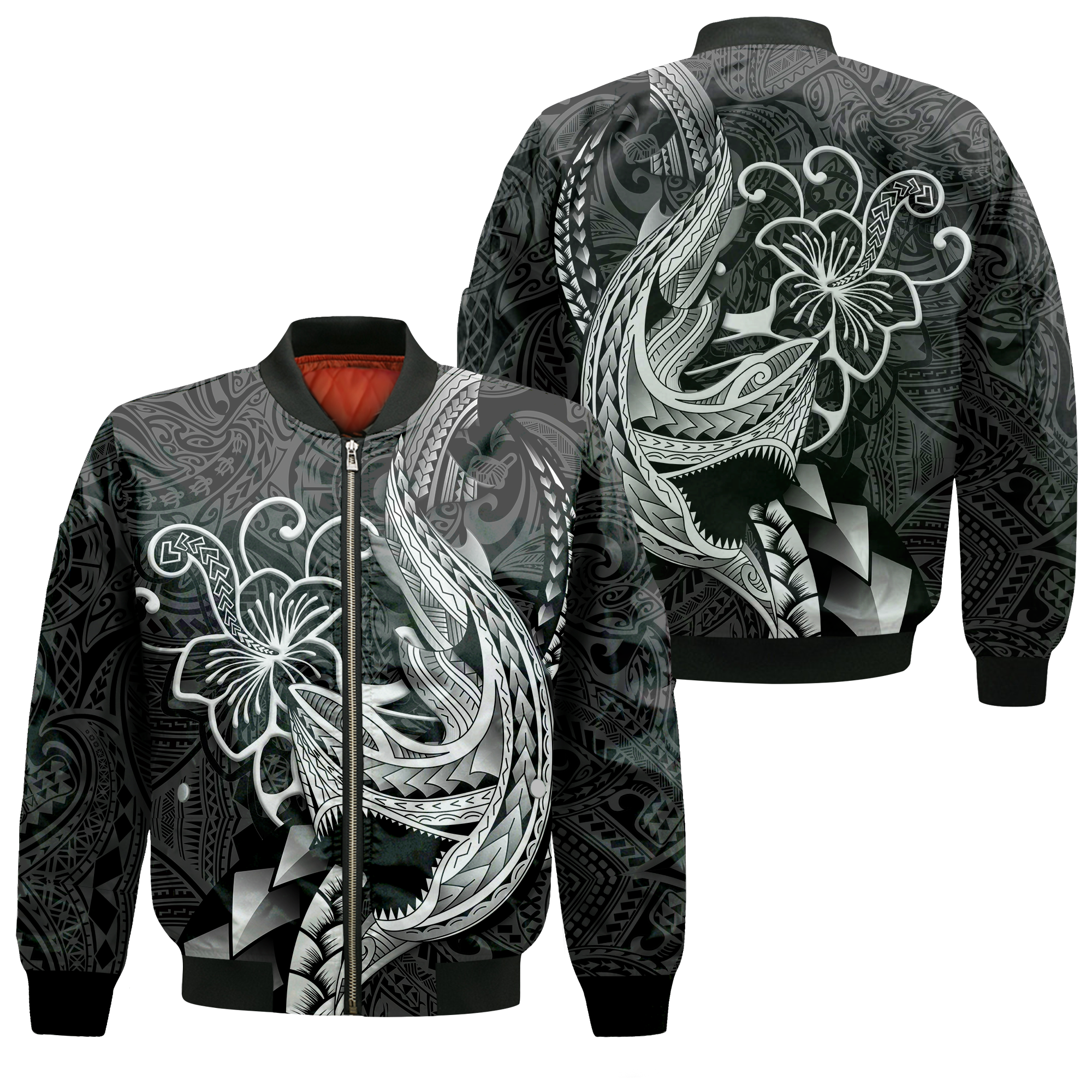 Polynesian Shark Tattoo Hawaii Tribal Bomber Jacket - LT12 - Wonder Print Shop
