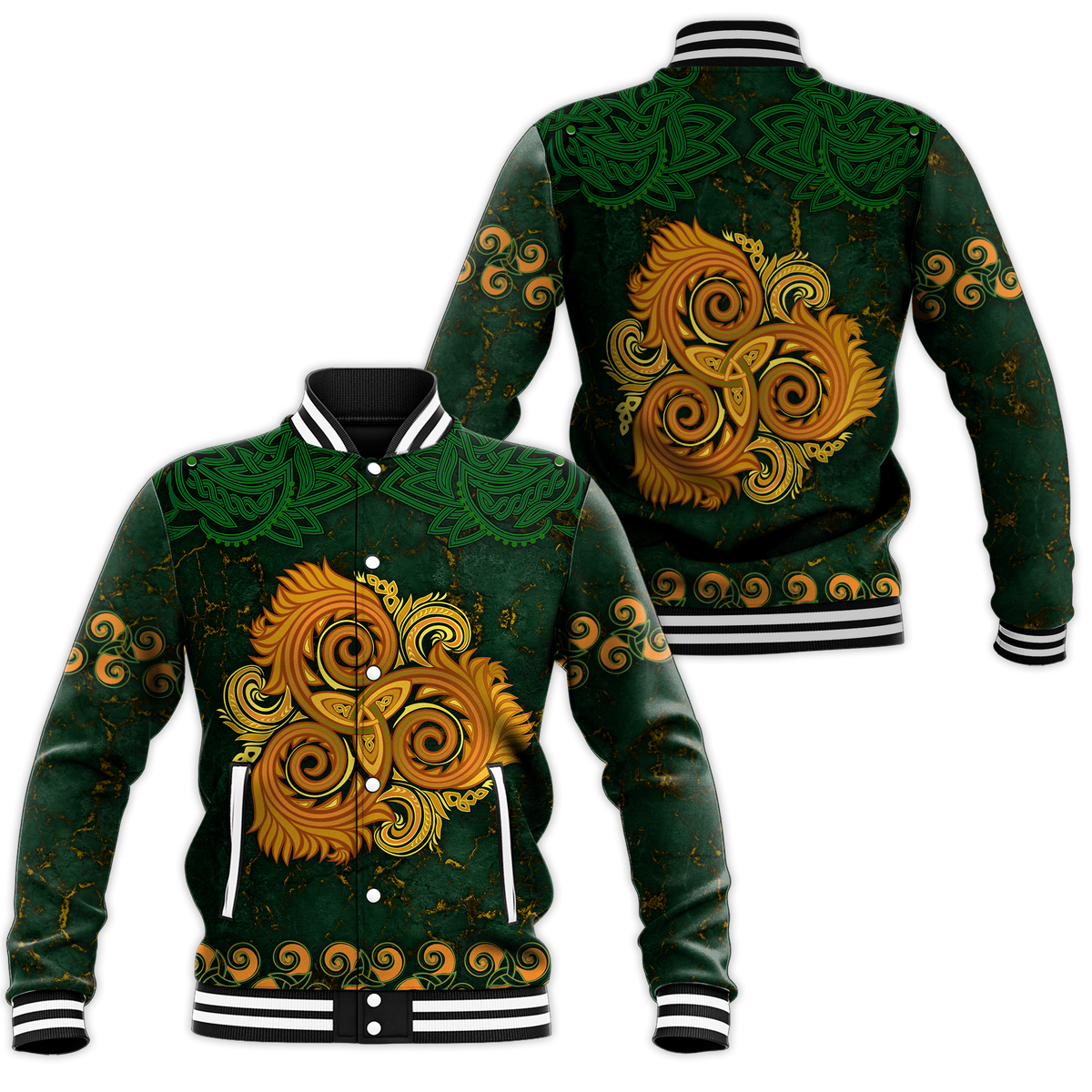 Celtic Disk Ornament Triple Spiral Baseball Jacket LT12 - Wonder Print Shop