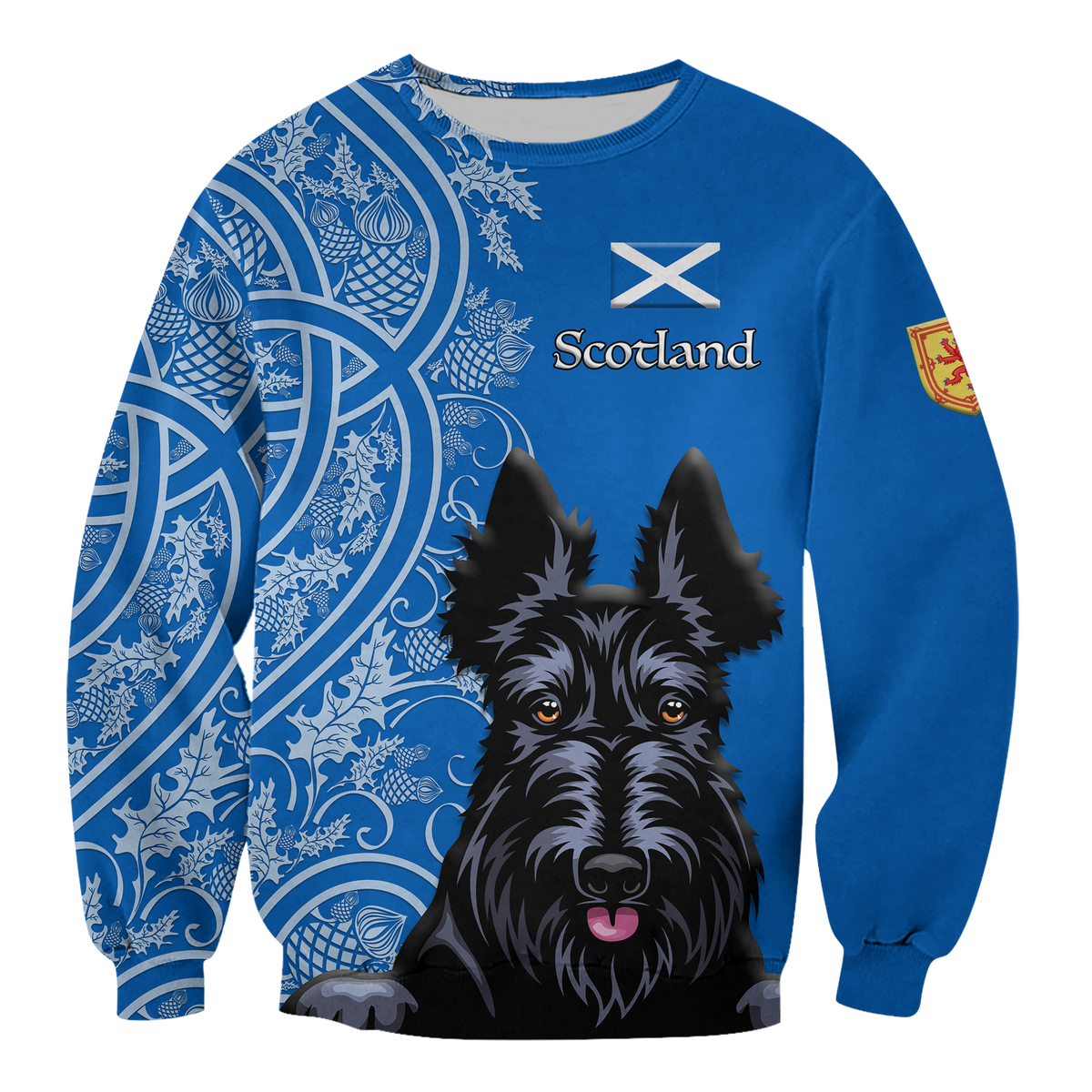 Scottish Terrier With Thistle Sweatshirt LT12 - Wonder Print Shop