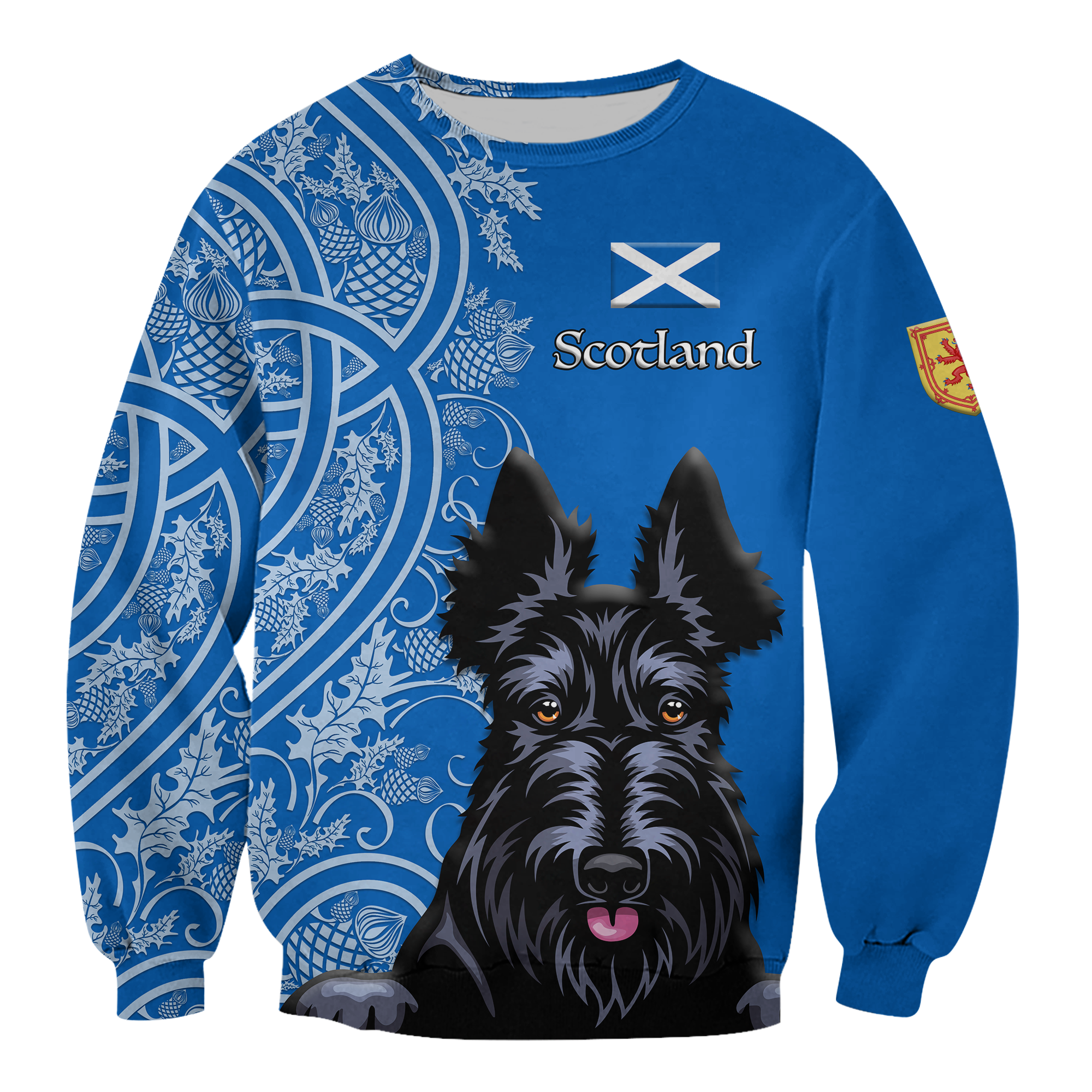Scottish Terrier With Thistle Sweatshirt LT12 - Wonder Print Shop