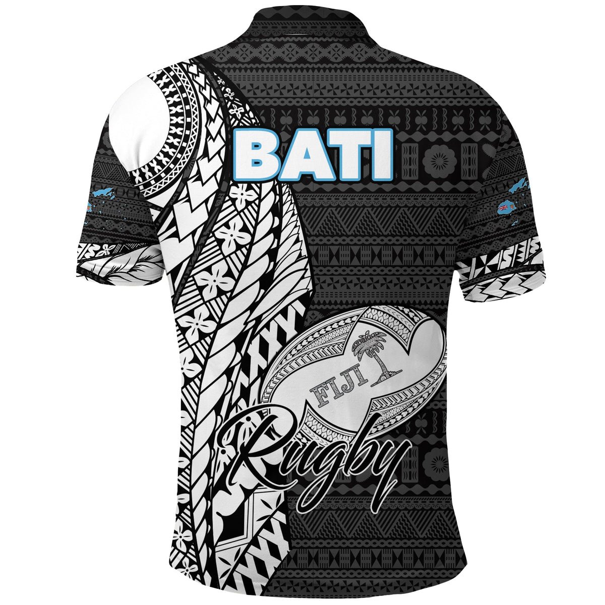 Fiji Rugby Bati Tapa Pattern Polo Shirt LT2 - Wonder Print Shop