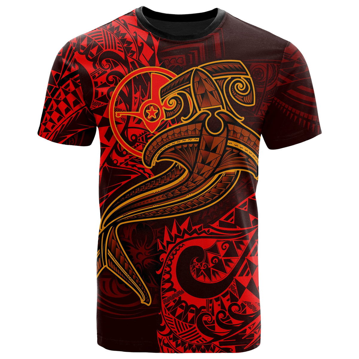 Yap T Shirt Red Shark Polynesian Tattoo - Wonder Print Shop