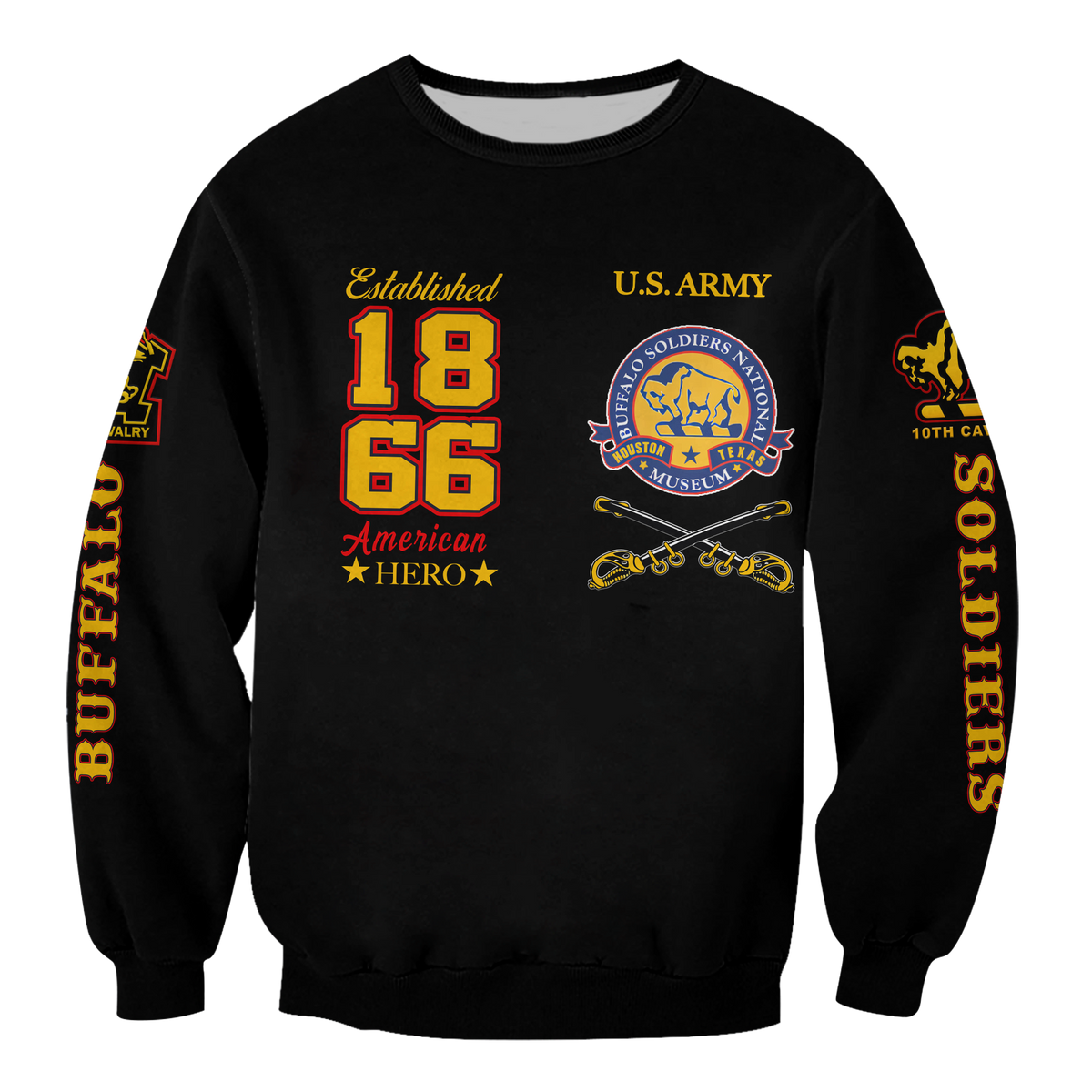 Big Boy Buffalo Soldiers Sweatshirt Black LT12 - Wonder Print Shop