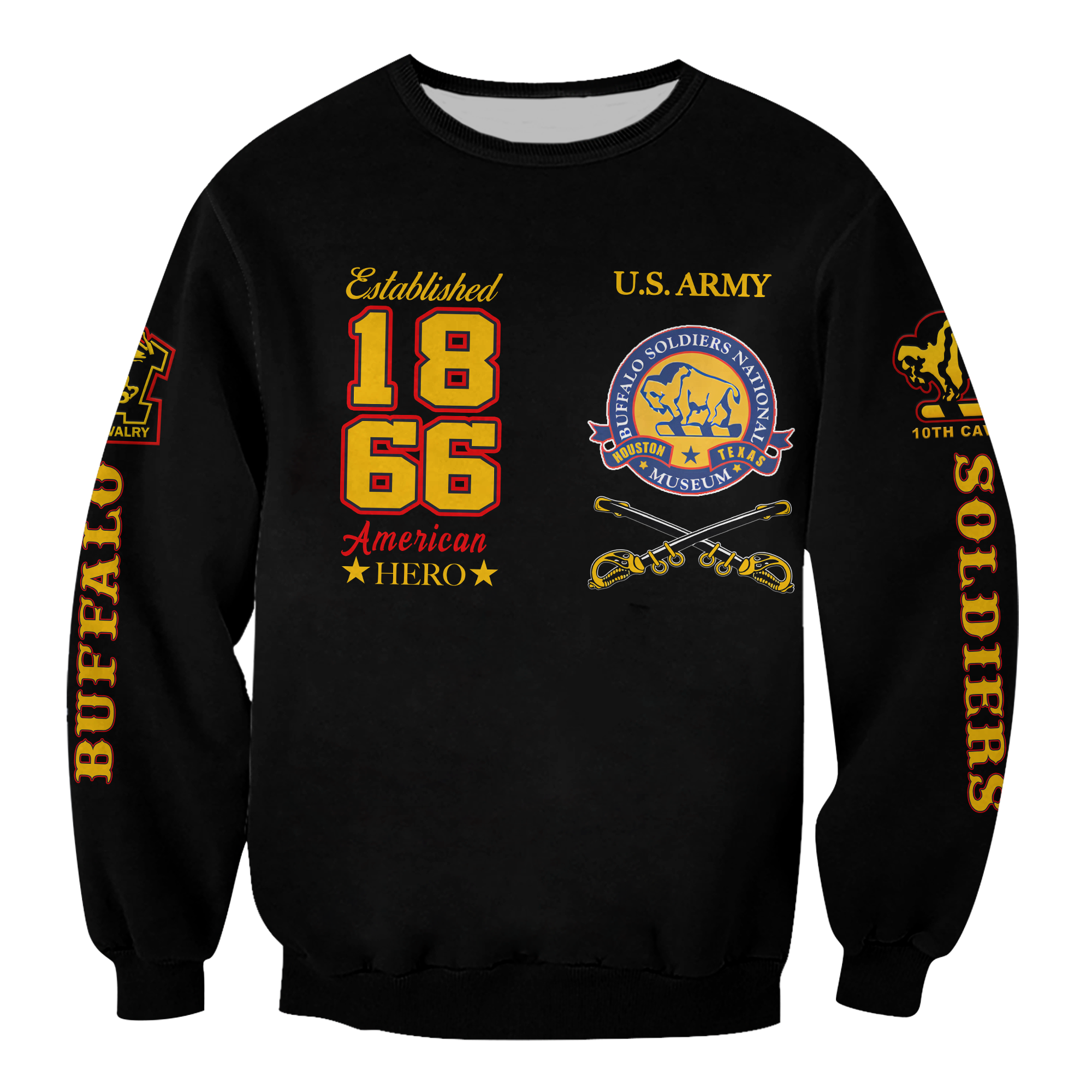Big Boy Buffalo Soldiers Sweatshirt Black LT12 - Wonder Print Shop