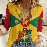 (Custom Personalised) Grenada Women Casual Shirt Power Grenada Mix Coat Of Arms LT13 - Wonder Print Shop