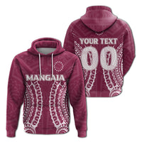 Pink pullover hoodie with white tribal graphics and 'MANGATA' on front