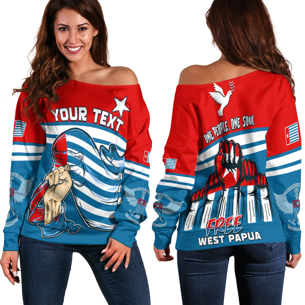 (Custom Personalised) Free West Papua Off Shoulder Sweater One People One Soul Strong West Papuan LT13 - Wonder Print Shop