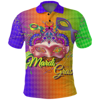 Mardi Gras Mask With Beads Polo Shirt LT12 - Wonder Print Shop