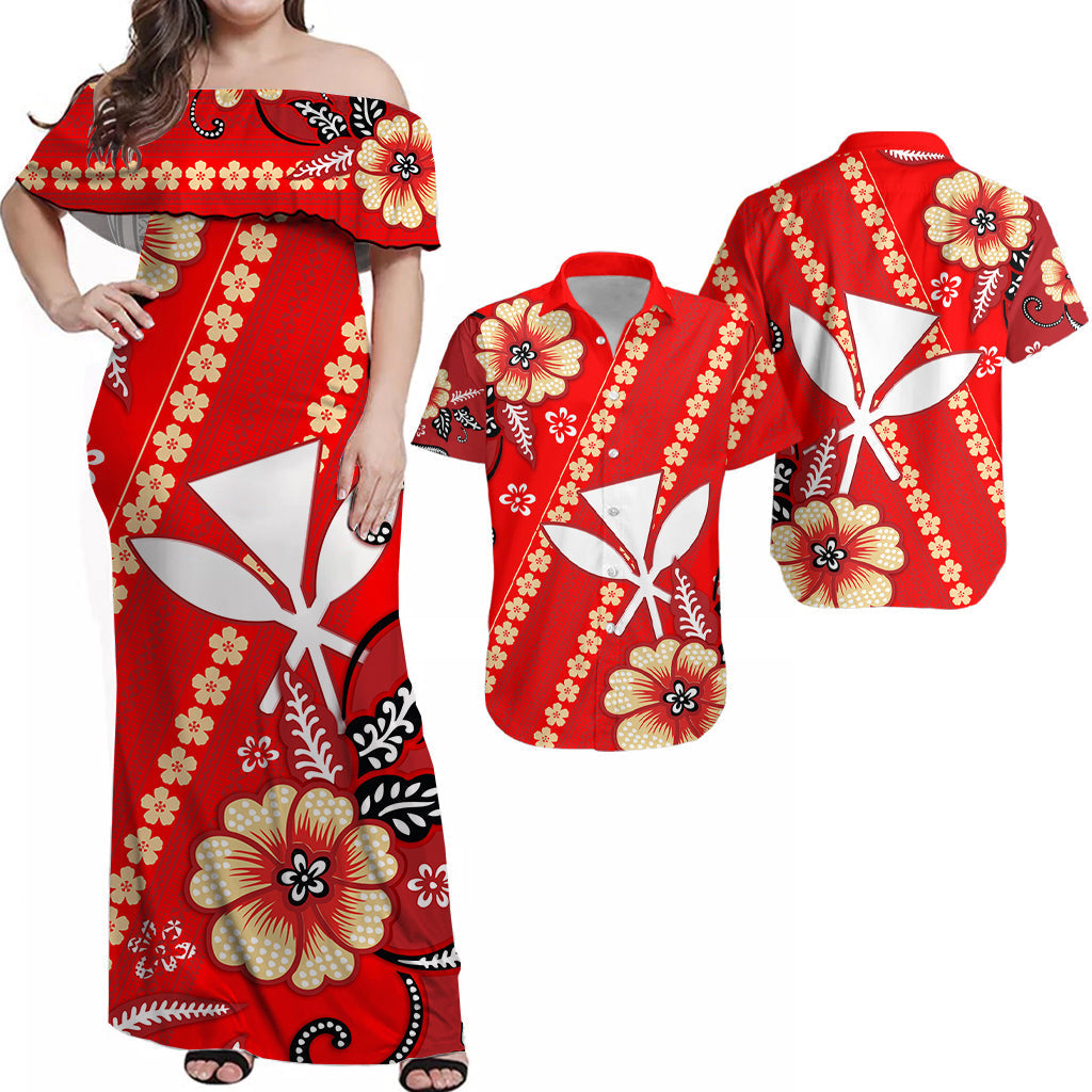 Hawaii Matching Hawaiian Shirt And Dress Kakau Tribal Red Batik Floral Ver.01 LT13 - Wonder Print Shop