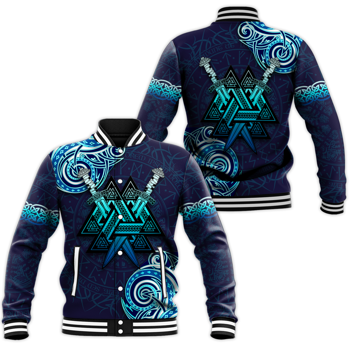 Viking Valknut Tattoo Art Baseball Jacket LT12 - Wonder Print Shop