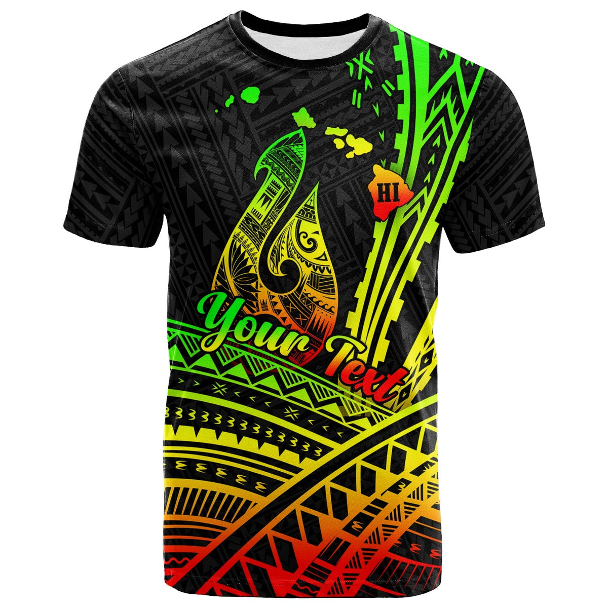Custom Hawaii Fish Hook Polynesian Tribal Reggae T Shirt LT12 - Wonder Print Shop