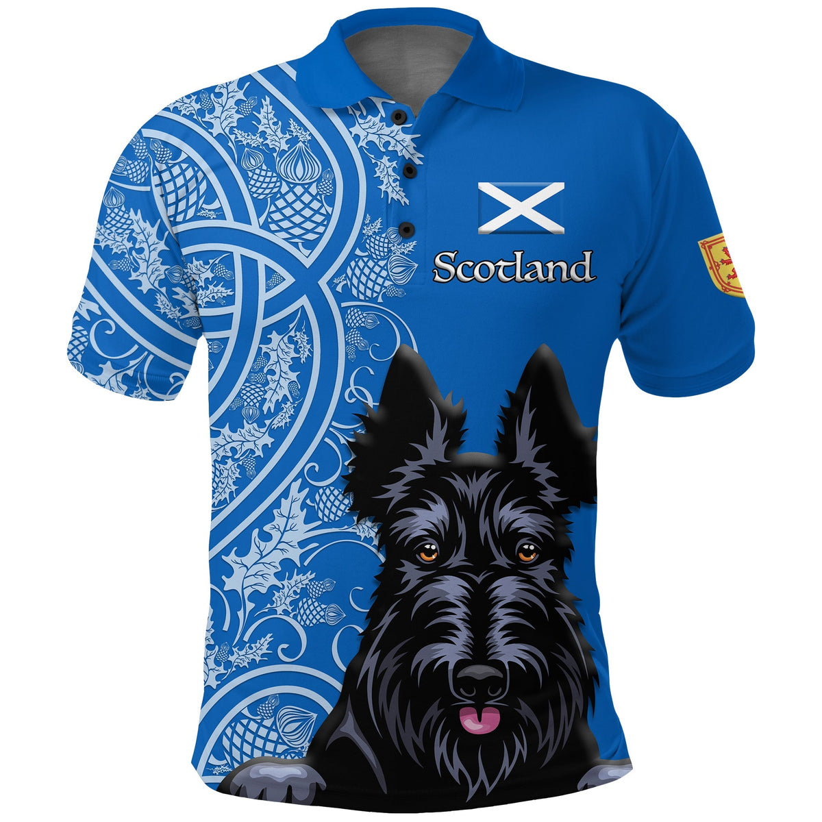Scottish Terrier With Thistle Polo Shirt LT12 - Wonder Print Shop
