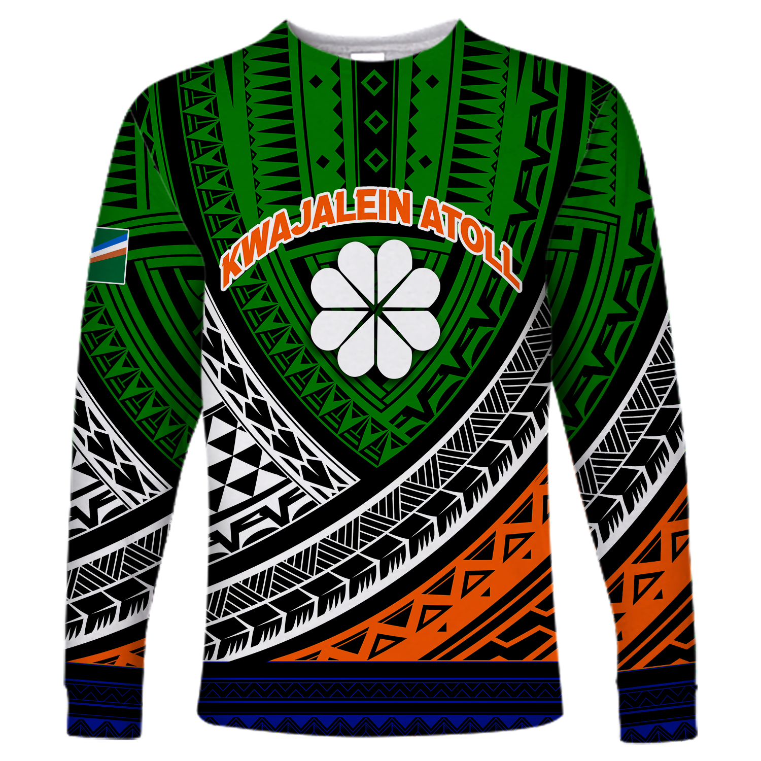 Kwajalein Atoll Tribal Pattern Long Sleeve Shirt LT12 - Wonder Print Shop