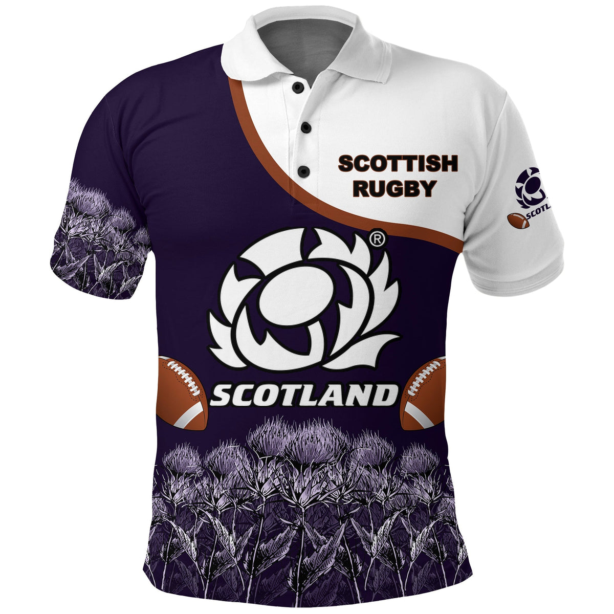 Scotland Rugby Union Polo Shirt Thistle Flower Purple Original LT20 - Wonder Print Shop