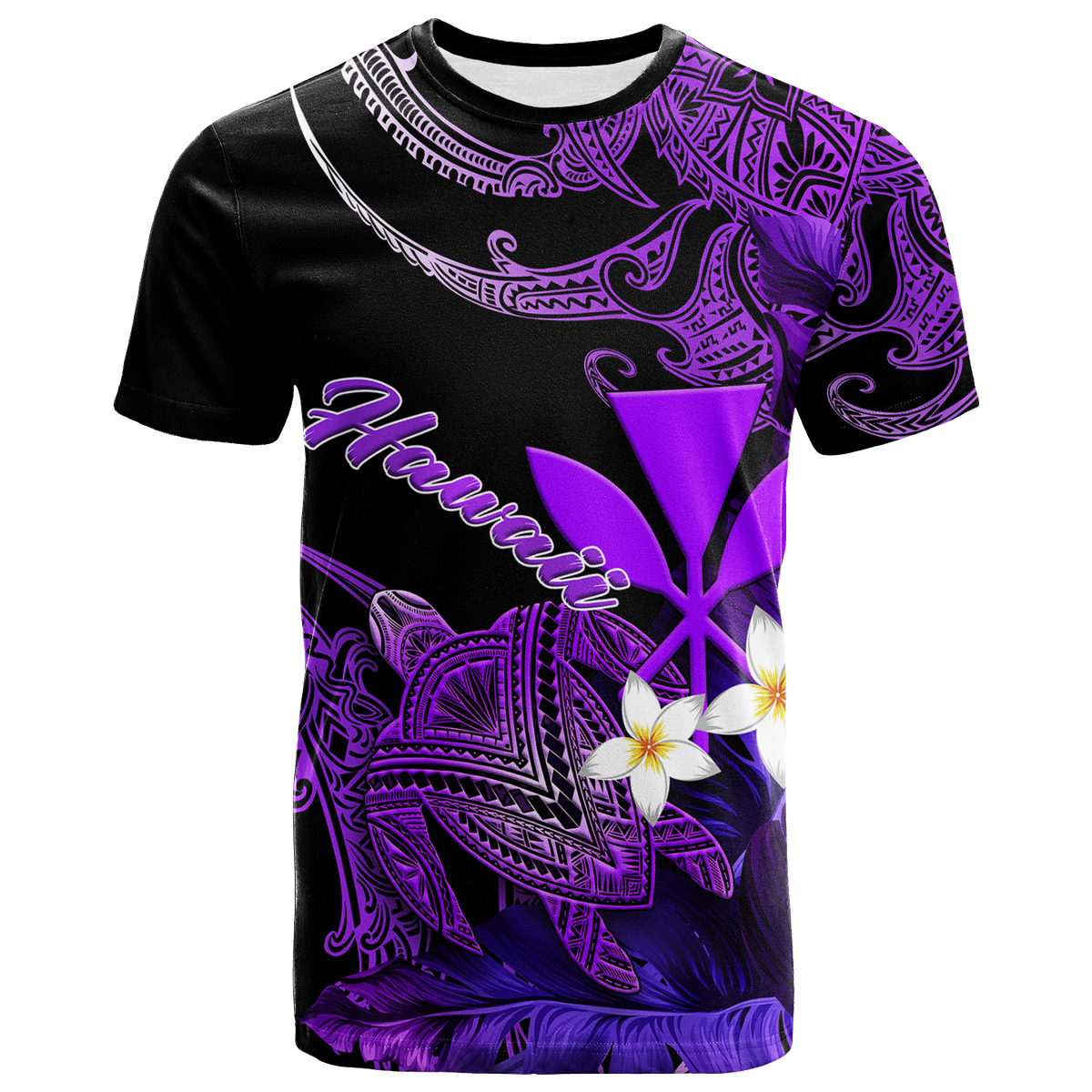 Hawaii Turtle With Plumeria Leaf Purple T Shirt LT12 - Wonder Print Shop
