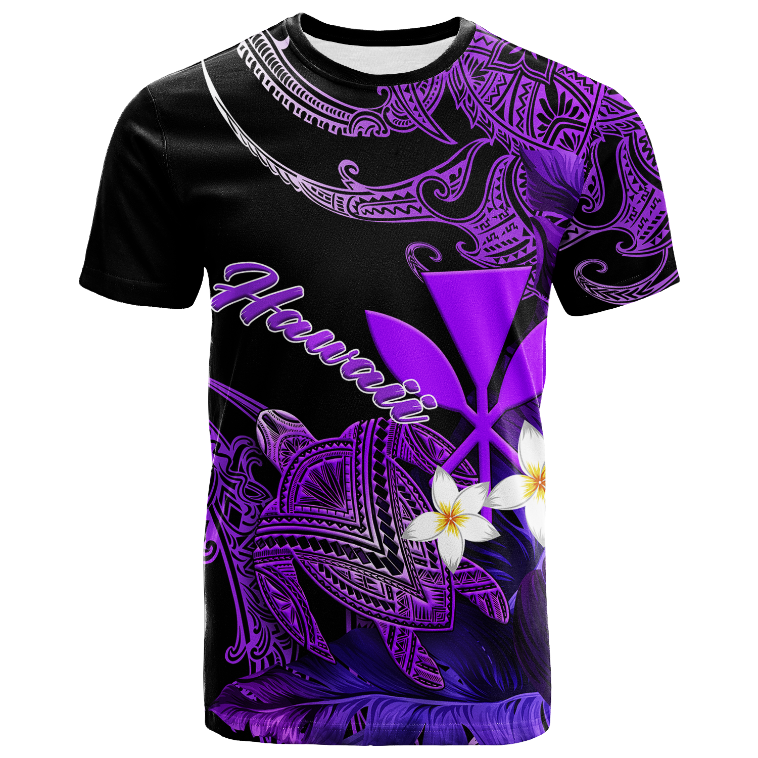 Hawaii Turtle With Plumeria Leaf Purple T Shirt LT12 - Wonder Print Shop