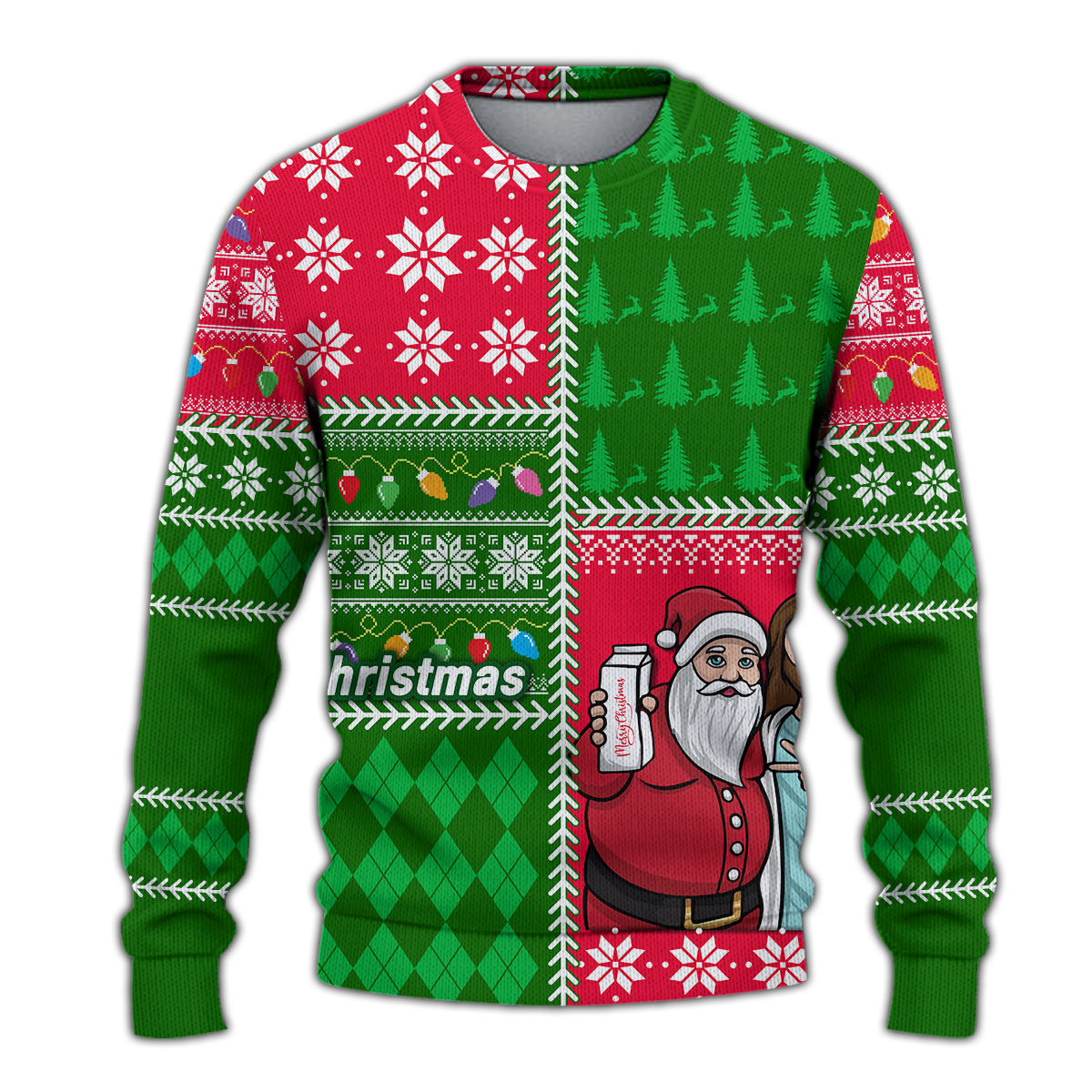 Santa With Jesus Christmas 2022 Ugly Style Sweatshirt - LT12 - Wonder Print Shop