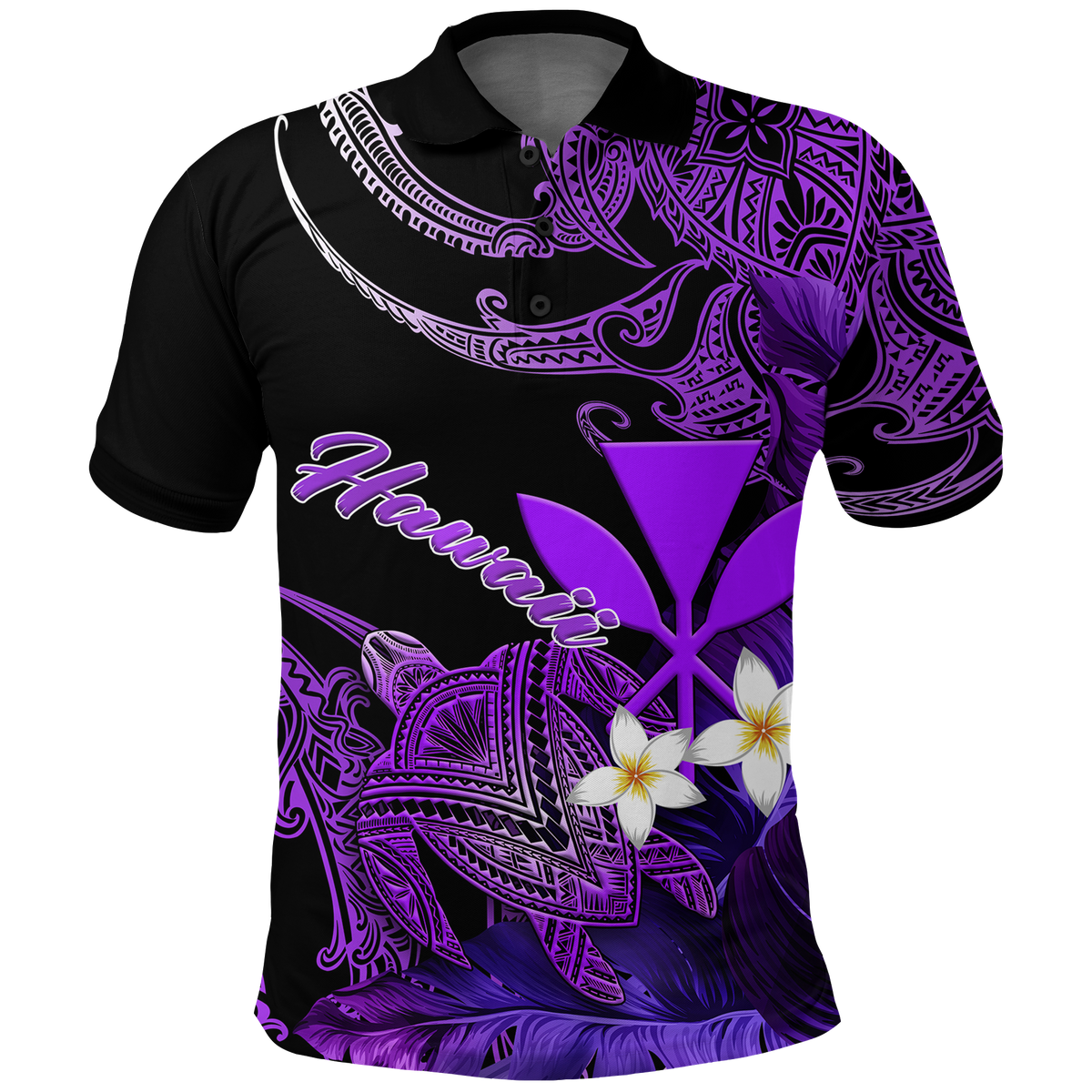 Hawaii Turtle With Plumeria Leaf Purple Polo Shirt LT12 - Wonder Print Shop