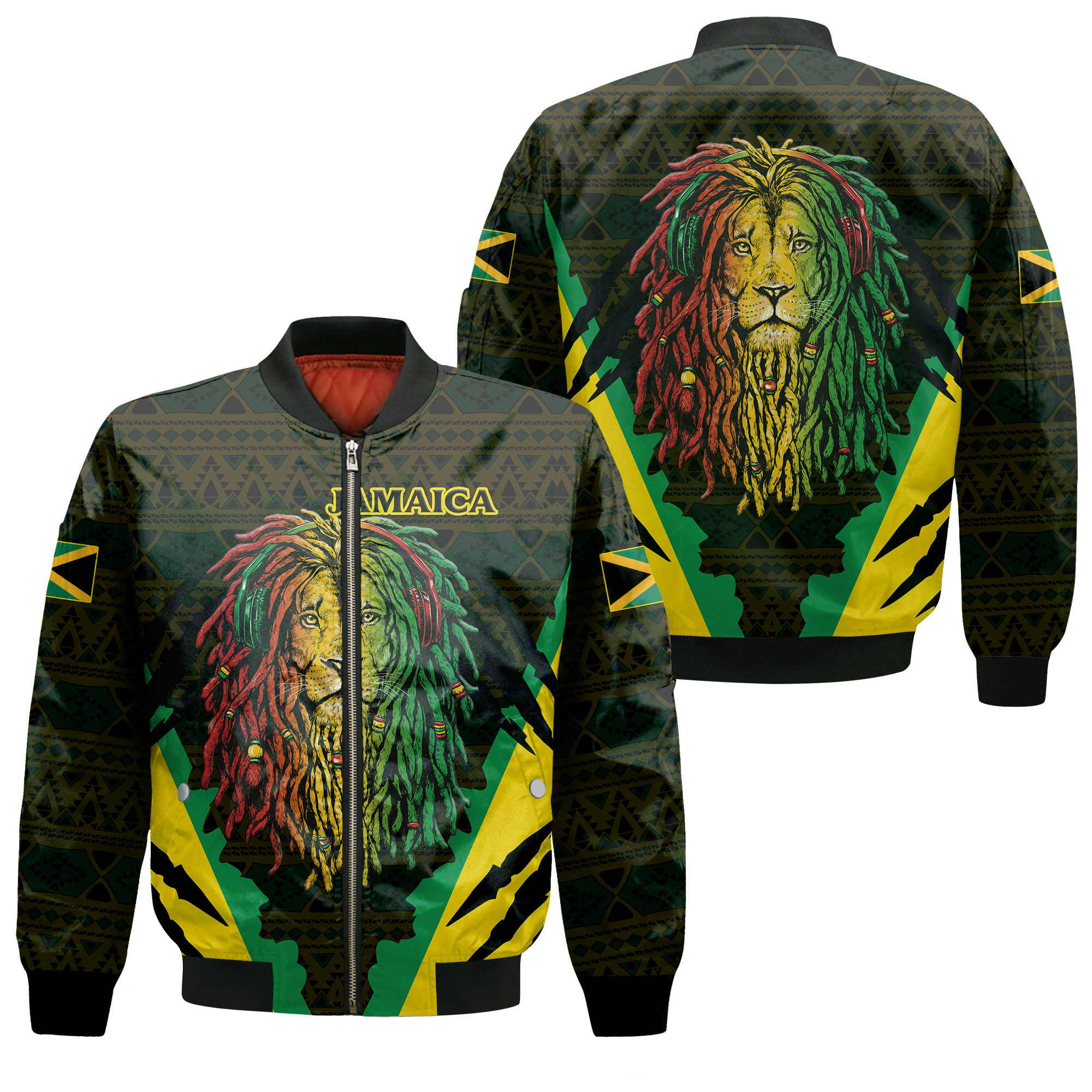Jamaica Rastafarian Lion Pride Bomber Jacket LT12 - Wonder Print Shop