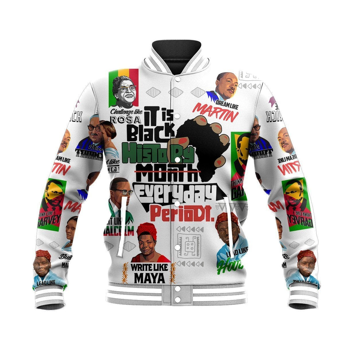 African Jacket - It Is Black History Everyday Periodt Baseball Jacket - Wonder Print Shop