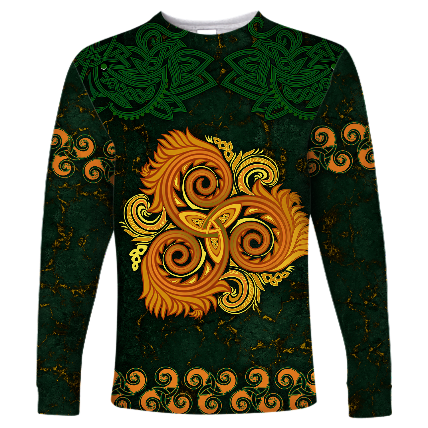 Celtic Disk Ornament Triple Spiral Long Sleeve Shirt LT12 - Wonder Print Shop