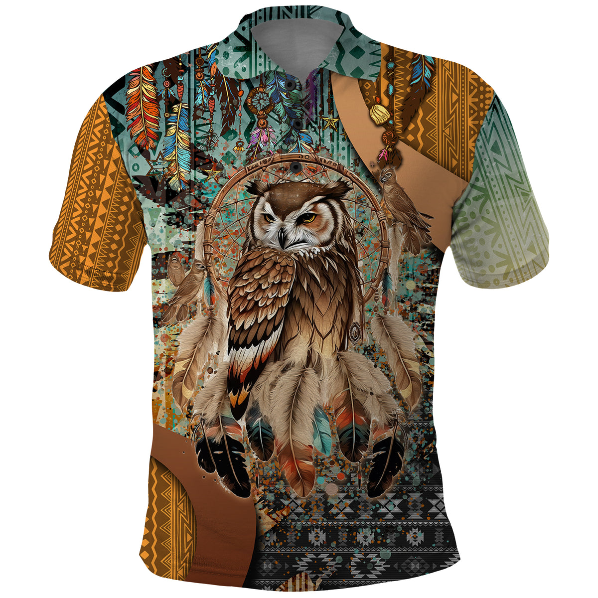 Native American Dreamcatcher Owl and Feathers Polo Shirt - Wonder Print Shop