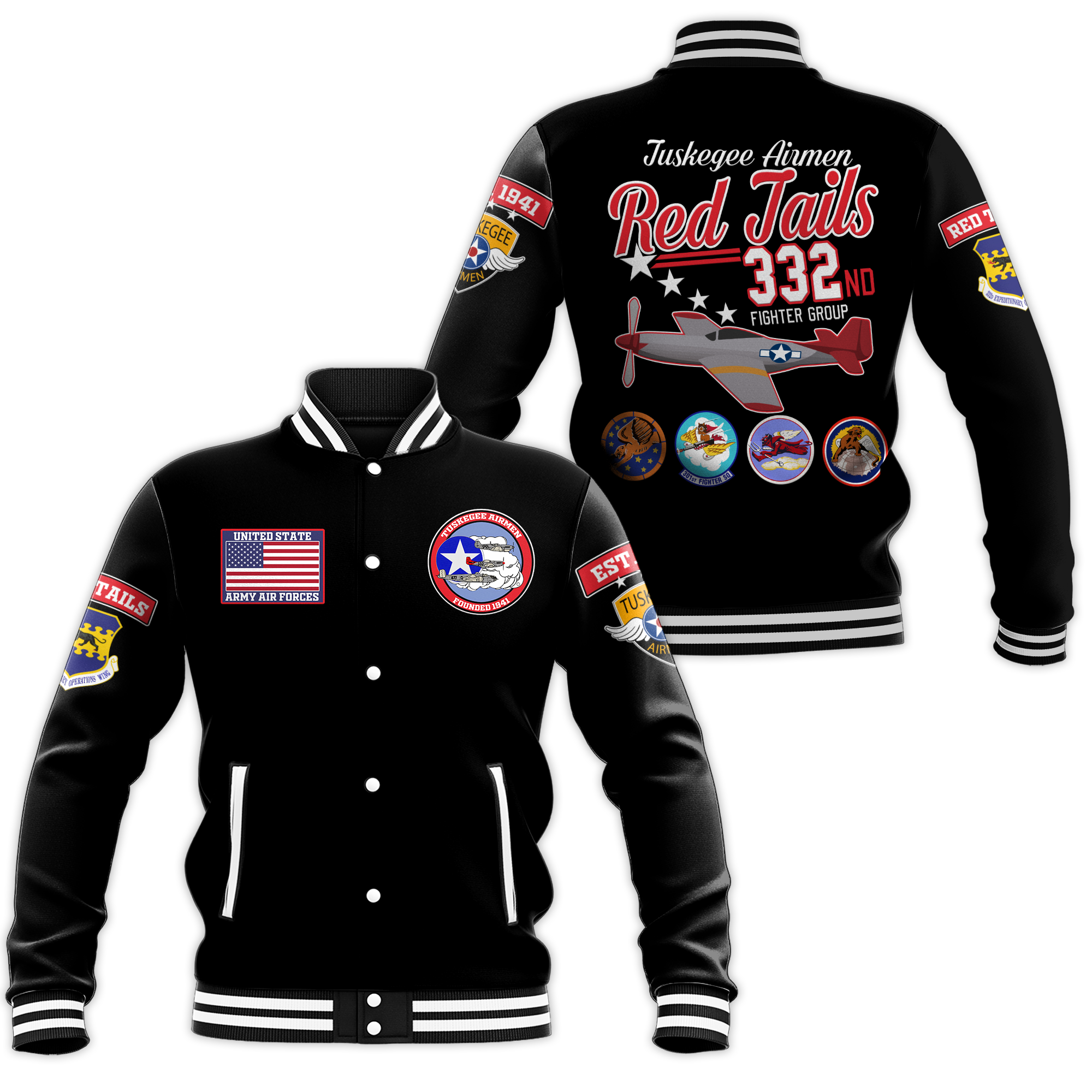 Tuskegee Airmen The Red Tails Pride Baseball Jacket LT12 - Wonder Print Shop