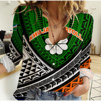 Kwajalein Atoll Tribal Pattern Women Casual Shirt LT12 - Wonder Print Shop