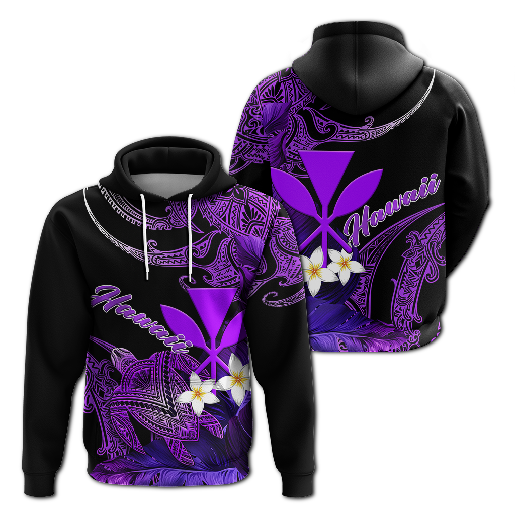 Hawaii Turtle With Plumeria Leaf Purple Hoodie LT12 - Wonder Print Shop