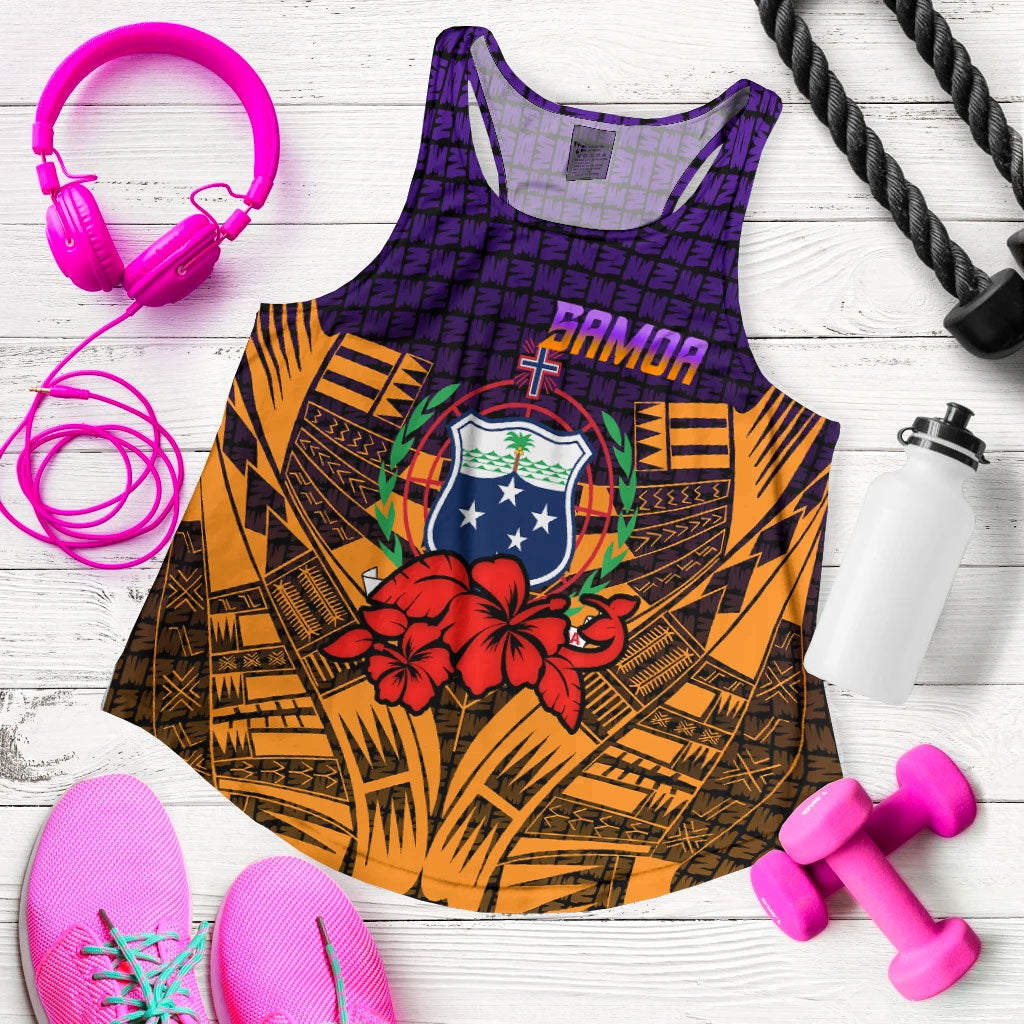 Samoa Women Tank Top Hibiscus With Tribal LT12 - Wonder Print Shop